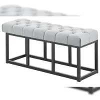 DELUKE Sitzbank MEXICO - Stoff Grau 100x38x46 cm | Sitzbank Flur Sitzhocker Esszimmerbank Polsterbank Schlafzimmerbank