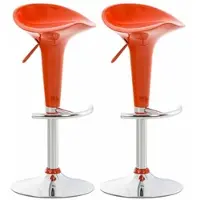 DELUKE 2er Set Barhocker CEKOT - Kunststoff Orange 37x37x87 cm | Barstuhl Höhenverstellbar Drehbar Tresenhocker Tresenstuhl Kneipenhocker Kneipenstuhl