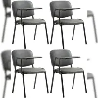 Proregal 4er Set Bürostuhl MALLORCA mit Klapptisch Kunstleder HxBxT 81x53x71cm Kunstleder Grau Schreibtischstuhl