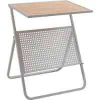 En.casa Beistelltisch mit Zeitungsablage Jäller 48x40x30 cm Beige/Eicheoptik