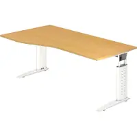 Bümö Schreibtisch Serie-U - Nachbildung: Buche, Größe: 180 x 100 cm, Gestell: Weiß
