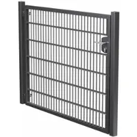 MR-Zaun Doppelstabmattenzaun-Tor einflügelig 8/6/8 Anthrazit RAL 7016, Anthrazitgrau, 1.000 mm x 2000 mm
