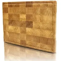 DELUKE Schneidebrett Holz Groß MILA KLINGENSCHONEND 40x30x4cm Stirnholz Eiche mit Saftrille Holzbrett Küchenbrett