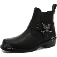 Grinders Herren Schwarze Cowboy Biker Stiefel - Eagle Lo