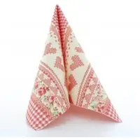 Mank Serviette Airlaid Mathilda, 40 x 40 cm, 50 Stück - Landhausstil Herzen Karos Rosen