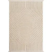 Carpetsale24 Teppich Läufer 80x250 cm Creme Hochflor Skandi Boho Design Hoch-Tief Effekt Weicher Flauschig Pflegeleicht für Schlafzimmer, Flur