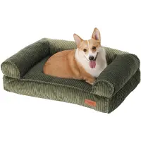 OEM Hundebett für große Hunde, weiches TPU-geschütztes Hundebett aus Corduroy-Stoff, waschbar und antislip, abnehmbare Haube mit Reißverschluss, 93 x 63 x 22 cm, Grün