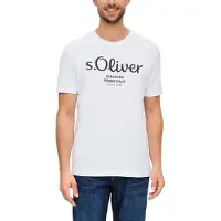 s.Oliver Herren T-Shirt - Basic, Logoprint, Rundhals, Baumwolle