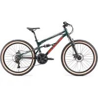 Bikestar Alu Kinder Jugend Mountainbike Vollgefedert, 21 Gang Shimano, 24 Zoll ab 9 - 10 Jahre | Fully MTB Scheibenbremse | Grün