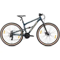 Bikestar Vollgefedert Aluminium Mountainbike 29 Zoll, 21 Gang Shimano Schaltung mit Scheibenbremse | 17,5 Zoll Rahmen Fully MTB Erwachsenen- und Jugendfahrrad | Blau