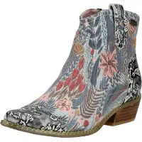 LAURA VITA Boot Damen Stiefelette floral grafisch gemustert HICNIO 01, Größe:37 EU, Farbe:Grau