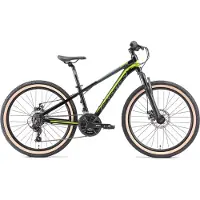 Bikestar Kinder Jugend Mountainbike 24 Zoll ab 9 Jahre | 21 Gang Hardtail MTB Sport Scheibenbremse Federgabel | Schwarz Grün