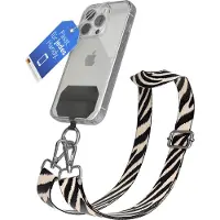 EAZY CASE - Handykette Universal Pad zum Umhängen, kompatibel mit jedem Handy, Kette mit Hülle, Handyband Zebra Style in Beige