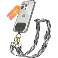 EAZY CASE - Handykette Universal Pad zum Umhängen, kompatibel mit jedem Handy, Kette mit Hülle, Handyband Mix Style in Schwarz