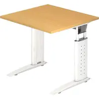 Bümö Schreibtisch Serie-U - Nachbildung: Buche, Größe: 80 x 80 cm, Gestell: Weiß