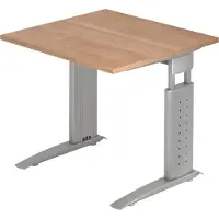Bümö Schreibtisch Serie-U - Größe: 80 x 80 cm, Gestell: Silbergrau, Nachbildung: Nussbaum