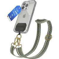 EAZY CASE - Handykette Universal Pad zum Umhängen, kompatibel mit jedem Handy, Kette mit Hülle, Handyband Wave Style in Grün