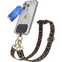 EAZY CASE - Handykette Universal Pad zum Umhängen, kompatibel mit jedem Handy, Kette mit Hülle, Handyband Leo Style in Schwarz