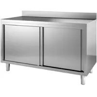 CombiSteel Arbeitsschrank mit 2 Türen Aufkantung aus Edelstahl 1600x600x850mm