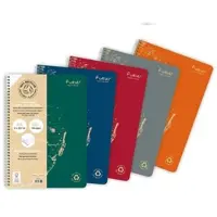 Clairefontaine 5x Spiralheft A4 PREMIUM, 100% recycelt, 60 Blatt kariert, abtrennbar, mikroperforiert, Weißes Recyclingpapier 90g - Sortiert 68402C