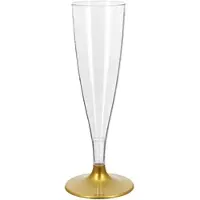 Monouso - Mehrweg Durable Sektglas aus PS Fuß Gold 140ml 2-teilig (6 Stück)