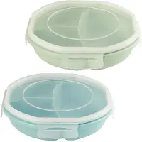 OEM Magnetronset aus 2 Bento-Platten, luftdichtes Design Aufbewahrungscontainer Trennwände mit 3 Fächern BPA-freie Mikrowellenplatten mit Deckel für Wärmen und Gefrieren