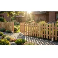 Meingartenversand.de Gartenzaun Friesland aus Lärche – Zaunserie aus naturbelassenem Lärchenholz mit Lattenzäunen und passender Pforte, Höhe 80 cm