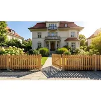 Meingartenversand.de Zaun Pforte aus Holz 100 x 80 cm – Gartenpforte aus Sibirischer Lärche, naturbelassen – klassische Zauntür in 80 cm Höhe – Zaun für klassiche Gärten