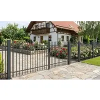 Meingartenversand.de Metall Zaunelemente Bordeaux – aus feuerverzinktem Stahl, anthrazit – modern, minimalistischer Metallzaun – Gartenzaun aus Metall - Schmiedeeisenzaun