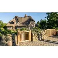Meingartenversand.de Douglasie Classic Tor 300 x 80 auf 103 cm – Holztor aus naturbelassenem Holz – Zauntor in Hochbogenform – Gartentor für sicheren Garten