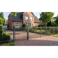 Meingartenversand.de Schmuckzaun Paris 200 x 100 cm – Gartenzaun aus pulverbeschichtetem Stahl, anthrazit – eleganter Schmiedeeisenzaun – Metallzaun für Gartenanlagen