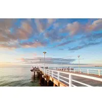 Papermoon Fototapete "Retro Pier Ostsee", bunt, B:4m L:2,6m, Vlies, Tapeten, Fototapete
