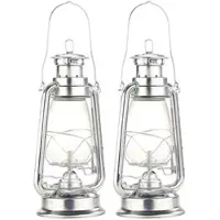 Lunartec 2er-Set Petroleum-Sturmlaternen mit Glaskolben, verzinkt, 30 cm