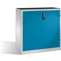 C+P Schwerlast-Beistellschrank mit Drehtüren, innen 2 Böden, H1200xB1200xT500mm Front Lichtblau Korpus Lichtgrau