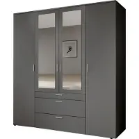 Die Möbelfundgrube Kleiderschrank graphit mit Spiegel - 180 cm - 4-türig - VESALA
