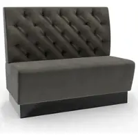 BIG Möbel Gastro Sitzbank Amsterdam | 140 cm breit | Samtstoff in Anthrazit | Chesterfield | Dinerbank