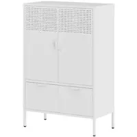 FlexiSpot Highboard CB10B-Hybrid, weiß aus Metall, mit 2 Schubladen und 2 Türen, (B/H) 80 x 120 cm