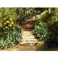 Papermoon Fototapete "Hill Garden", bunt, B:3m L:2,2m, Vlies, Tapeten, Fototapete