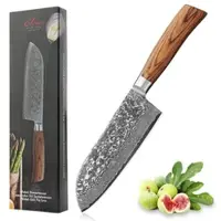 Wakoli EDIB Pro Damast Santoku Messer spezial I 17cm Klinge I Pakkaholzgriff