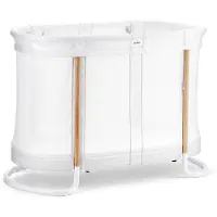 BabyBjörn Kinderbett Weiß, 57x110x77 cm, 2 Höhen, Netzgewebe, Matratze seitlich befestigt