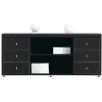 Jet-Line Büro Aktenschrank Büroaussattung Padova schwarz in Lederoptik vorinstalliert