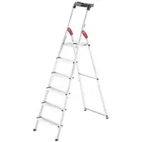 Hailo L60, 6 Stufen, 1,90 m Aluminium-Stehleiter mit Sicherheitsbügel Ultraleicht