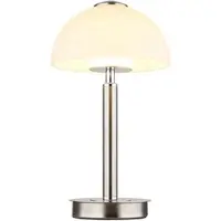 Globo LED Tischleuchte Touchdimmer Tischlampe dimmbar Wohnzimmerleuchte Pilzlampe Glas verchromt, Metall, 7W 255Lm warmweiß, DxH 18x31,5 cm