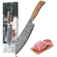Wakoli Edib Pro Damast BBQ- & Blockmesser I 20cm Klinge I Pakkaholzgriff