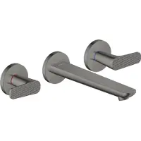 Hansgrohe 3-Loch-Waschtischarmatur Wand UP Axor Citterio C mit Auslauf 195 mm Cubic cut PBC