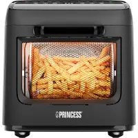 Princess Heißluftfritteuse 12,6 L mit Drehspieß, Frittierkorb, 12 Programmen und Sichtfenster