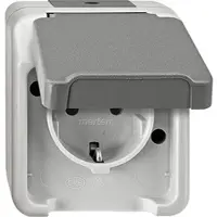 Merten Schuko-Steckdose Aquastar , IP44, lichtgrau, Berührungsschutz - 1-fach