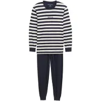 Tom Tailor Schlafanzug "Milos" 2 tlg. Langarm, Rundhalsausschnitt, gestreift, basic, Baumwolle