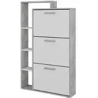 Vicco Schuhkipper Orlando, Weiss/Beton, 80 x 128.3 cm mit 3 Klappfächern