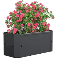 VCM Metall Hochbeet 39x18x16 cm, rechteckiger Pflanzkasten für Balkon Terrasse Garten, Blumenkasten mit Boden, Balora S